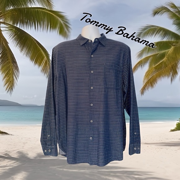 🌴 Tommy Bahama Men’s XL Long Sleeve Blue Button-Up Shirt – Island Luxe Style! - Picture 1 of 9